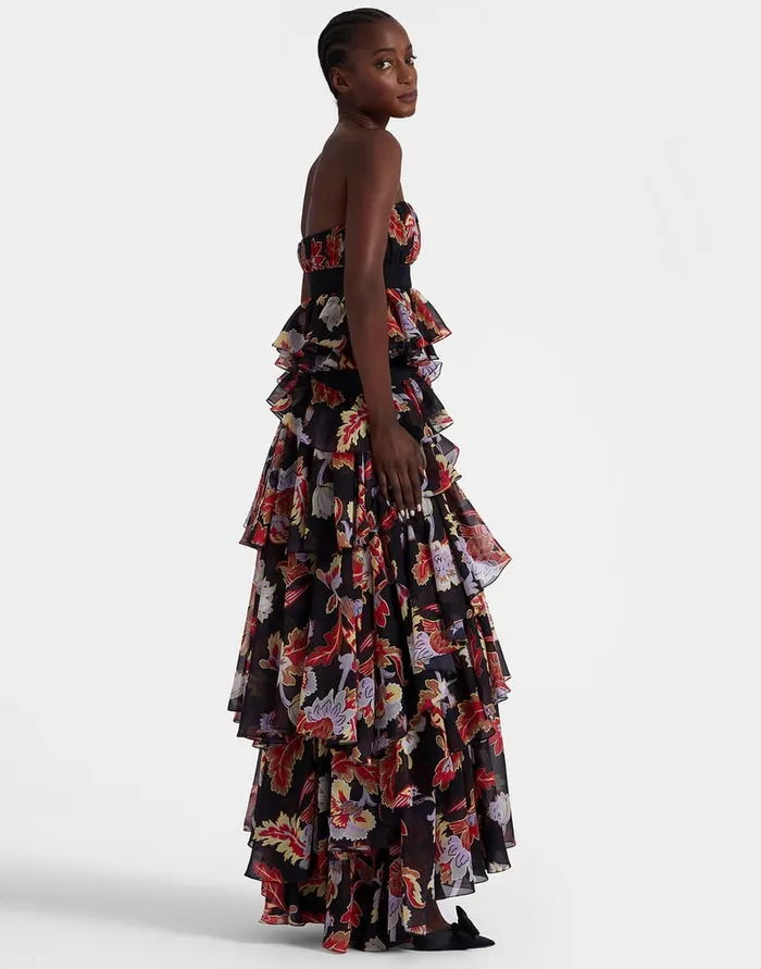 La Doublej Red Carpet Dress Lark Black In Techno Chiffon Women Dresses