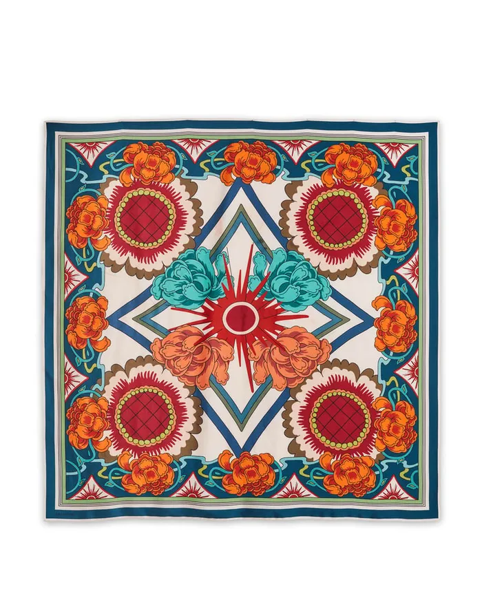 La Doublej Scarf Double 9021590 Taormina Place Ivory In Twill Silk Women Foulards and Scarves