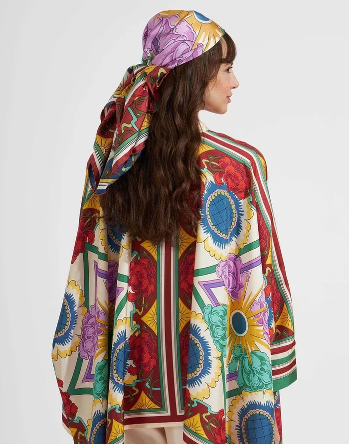 La Doublej Scarf Double 9021590 Taormina Place Ivory In Twill Silk Women Foulards and Scarves
