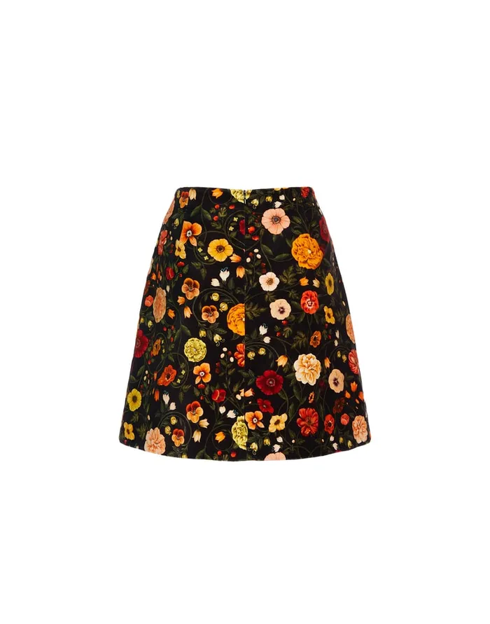 La Doublej Short Skirt Botticelli Black In Cotton Velvet Women Skirts