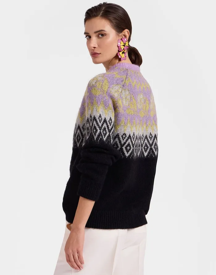 La Doublej Slope Sweater Black and Lilac In Wool Women Knitwear