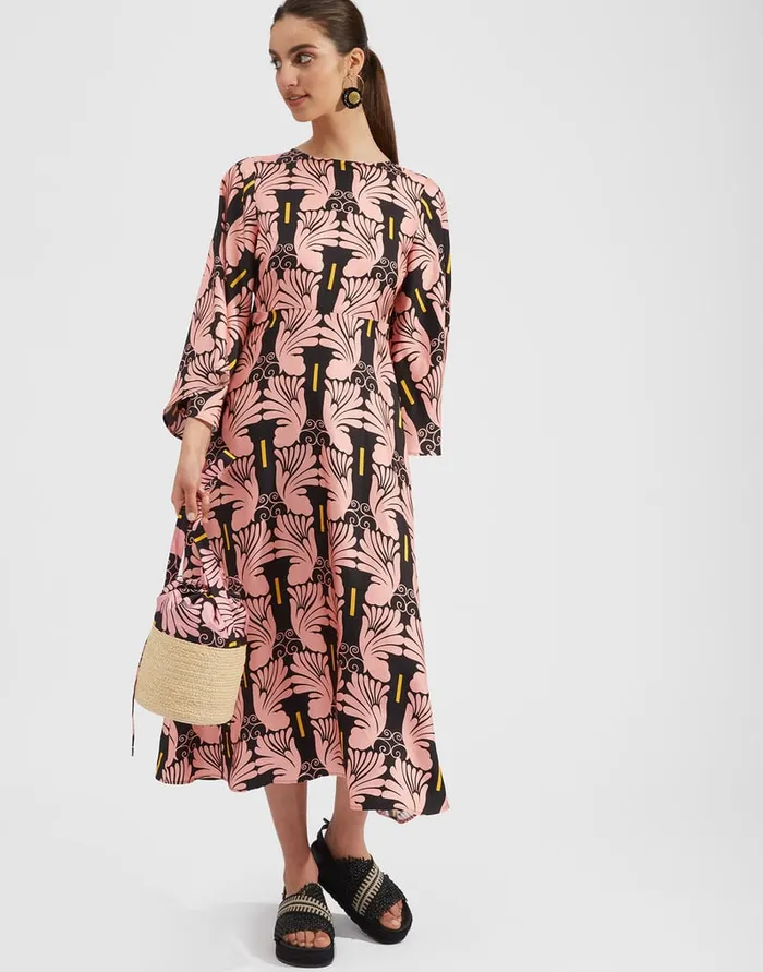 La Doublej Sorella Dress Ali Rosa In Twill Silk Women Dresses