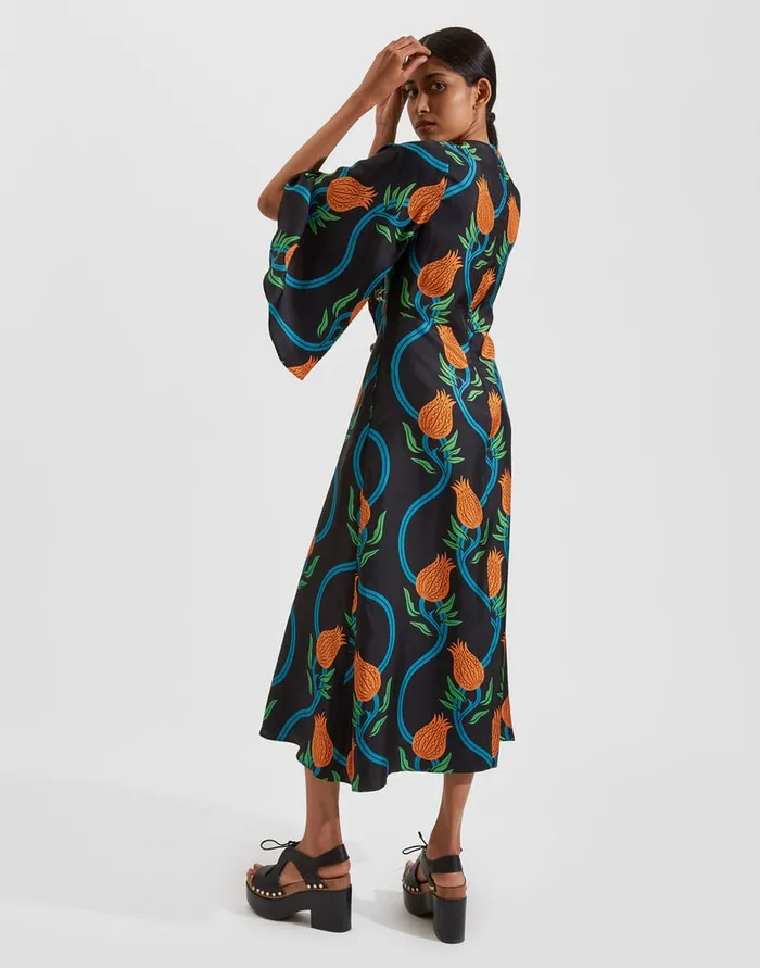 La Doublej Sorella Dress Melograno Nero In Silk Twill Women Dresses