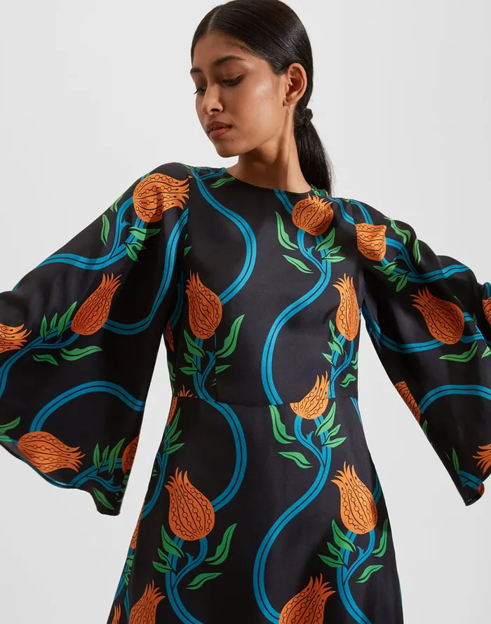 La Doublej Sorella Dress Melograno Nero In Silk Twill Women Dresses
