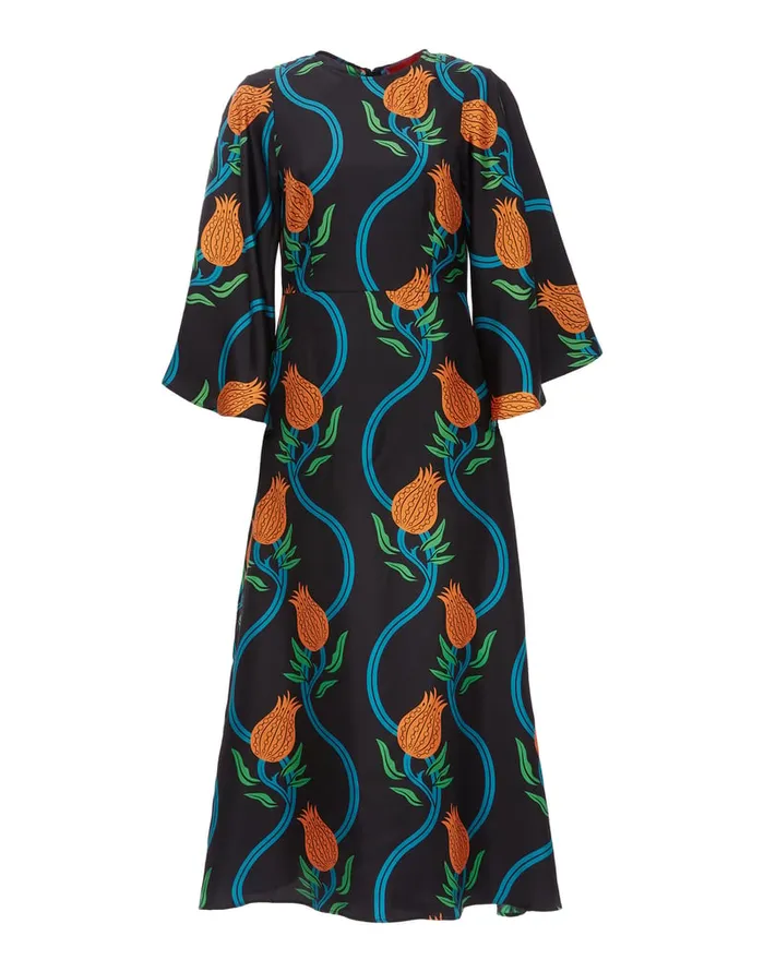 La Doublej Sorella Dress Melograno Nero In Silk Twill Women Dresses