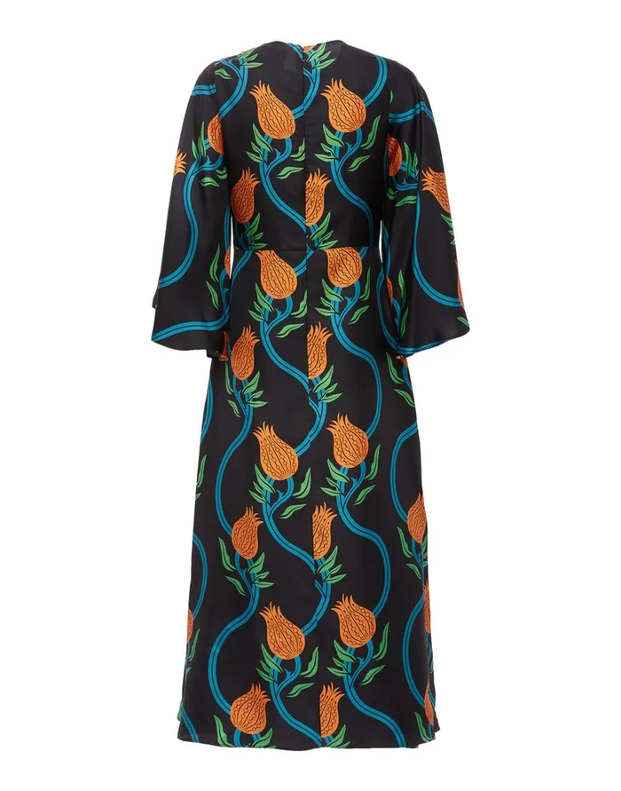 La Doublej Sorella Dress Melograno Nero In Silk Twill Women Dresses