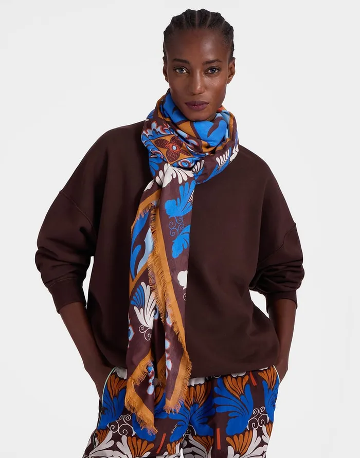 La Doublej Square Scarf Palazzo Light Blue In Modal Silk Women Foulards and Scarves La Doublej Square Scarf Palazzo Light Blue In Modal Silk Women Foulards and Scarves