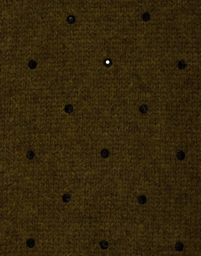 La Doublej Starlet Sweater Military Green In Wool Embroidered Women Knitwear