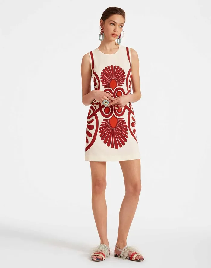 La Doublej Stretch Tunic Medallion Place Cream In Envers Satin Women Dresses