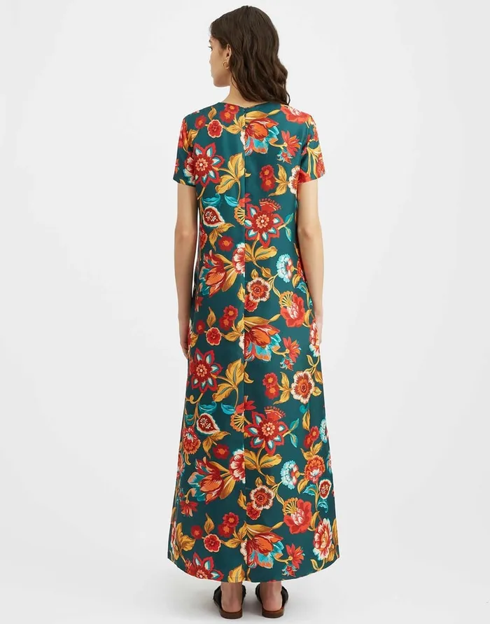 La Doublej Swing Dress Hottie Emerald In Silk Twill Women Dresses