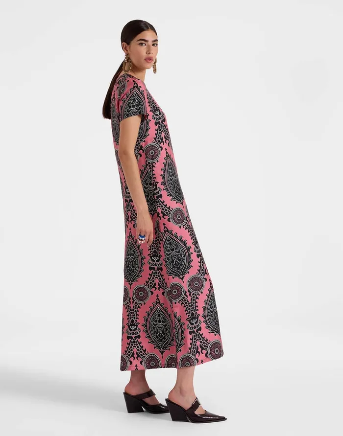 La Doublej Swing Dress Oltrarno Pink In Silk Twill Women Dresses