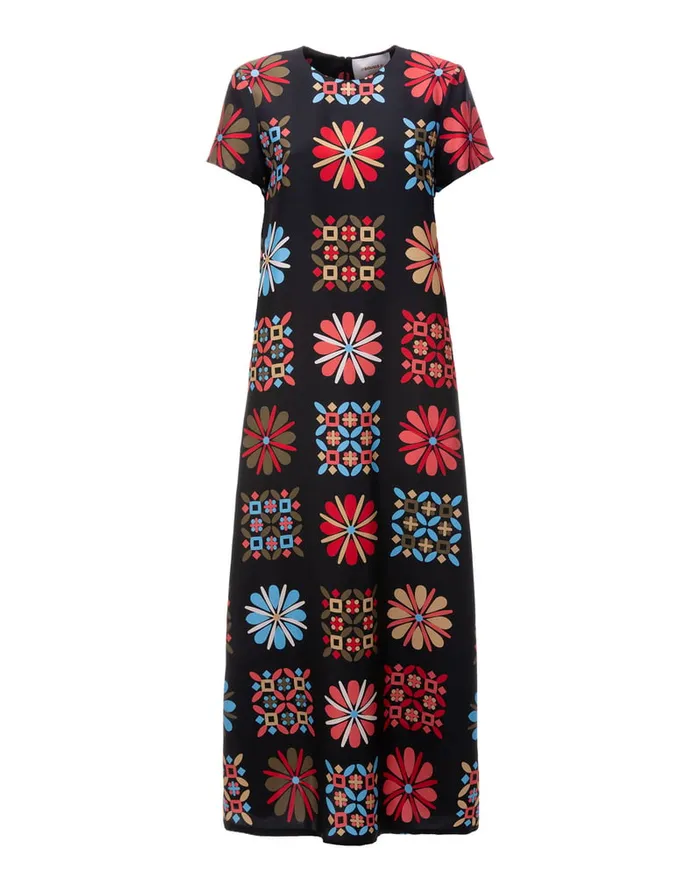 La Doublej Swing Dress Vetrata Grande In Silk Twill Women Dresses
