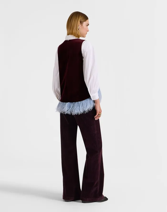 La Doublej The Flare Pants Solid Purple In Velvet Corduroy Women Shorts and Pants