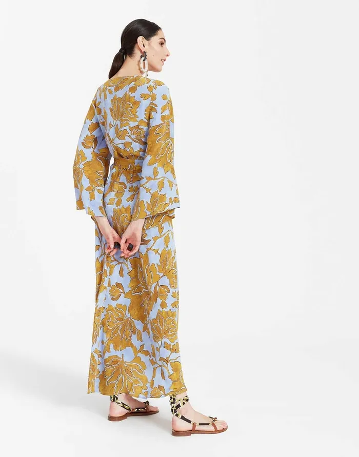 La Doublej The Wrap Dress Tangle Light Blue In Crepe De Chine Women Dresses