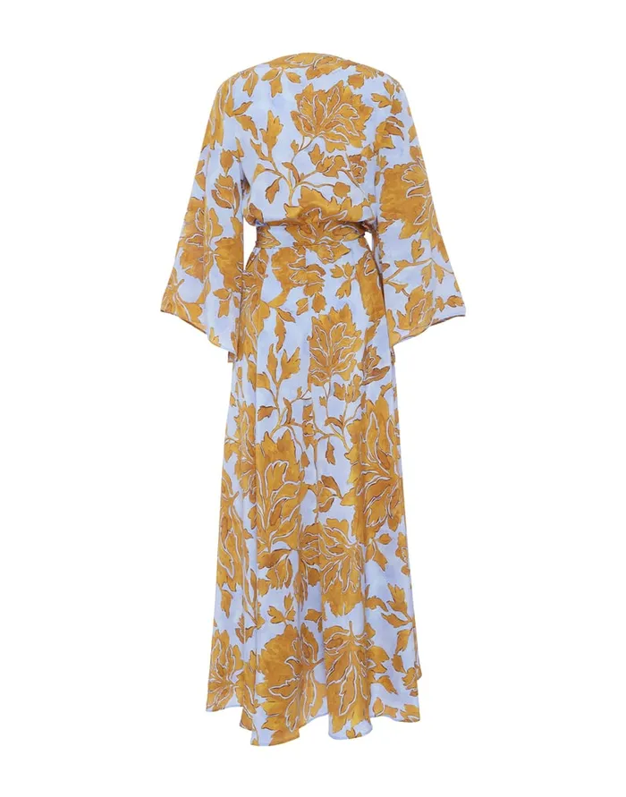 La Doublej The Wrap Dress Tangle Light Blue In Crepe De Chine Women Dresses