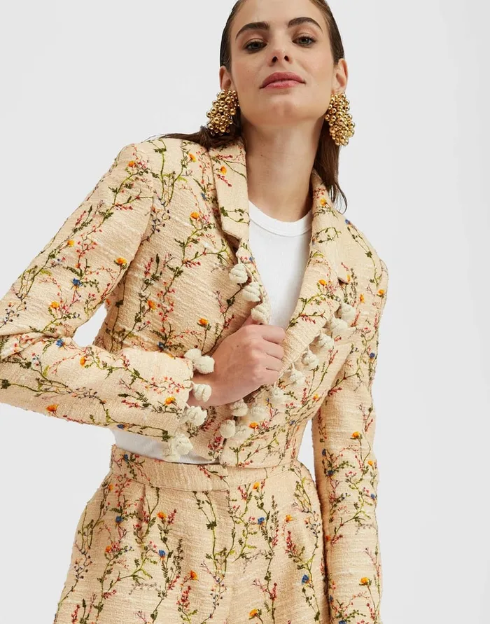 La Doublej Torero Jacket Primavera Cream In Tweed With Tassels Women Outerwear