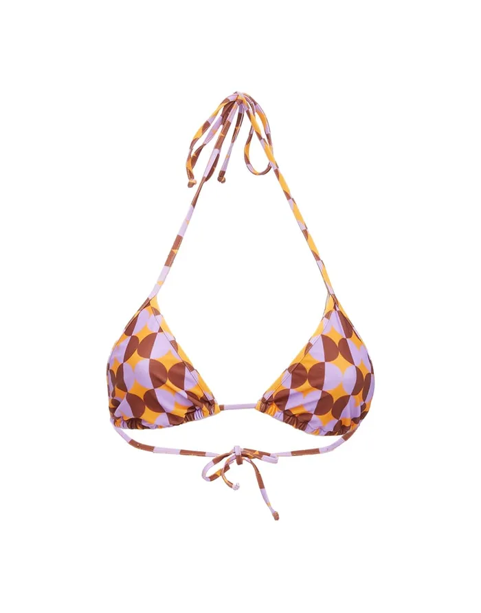 La Doublej Triangle Bikini Top Mezzaluna Orange In Lycra Women Swimwear
