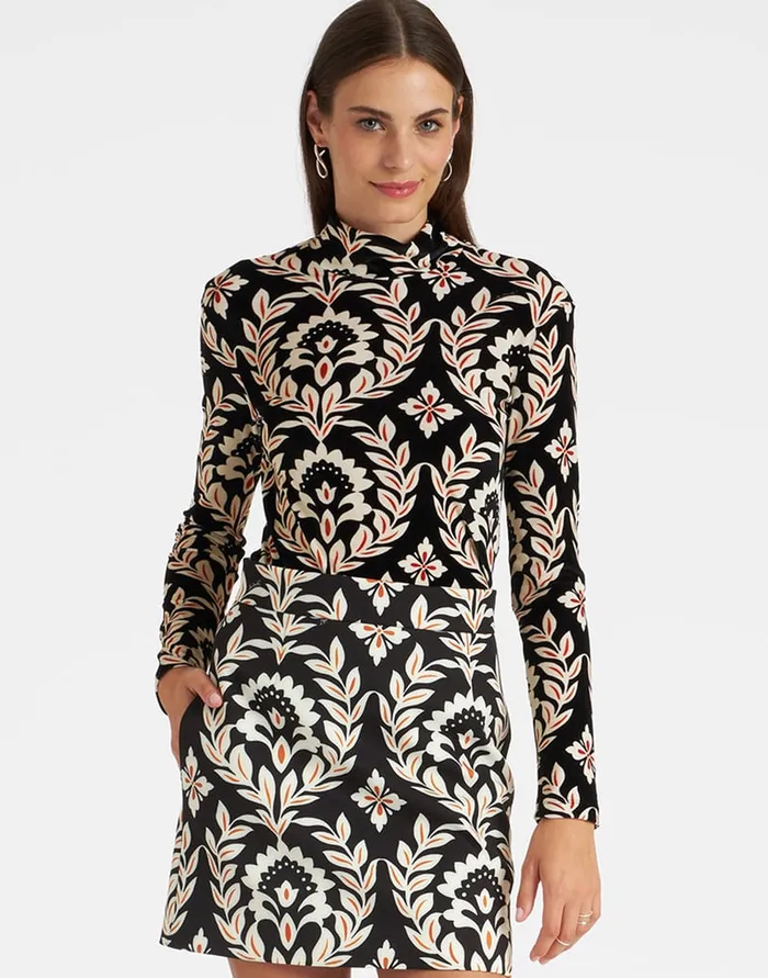 La Doublej Turtleneck Ghirlanda Black In Velvet Stretch Women Shirts and Tops La Doublej Turtleneck Ghirlanda Black In Velvet Stretch Women Shirts and Tops
