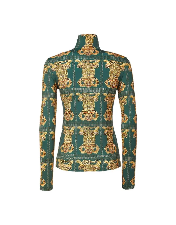 La Doublej Turtleneck Tiger Tiles In Skinny Jersey Women Loungewear