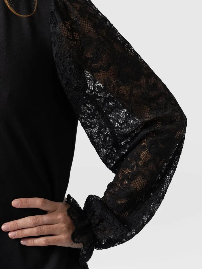 Lace Penny Puff Long Sleeve Top 8211 Black Black Women Saint And Sofia Blouses and Shirts