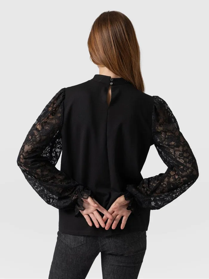 Lace Penny Puff Long Sleeve Top 8211 Black Black Women Saint And Sofia Blouses and Shirts