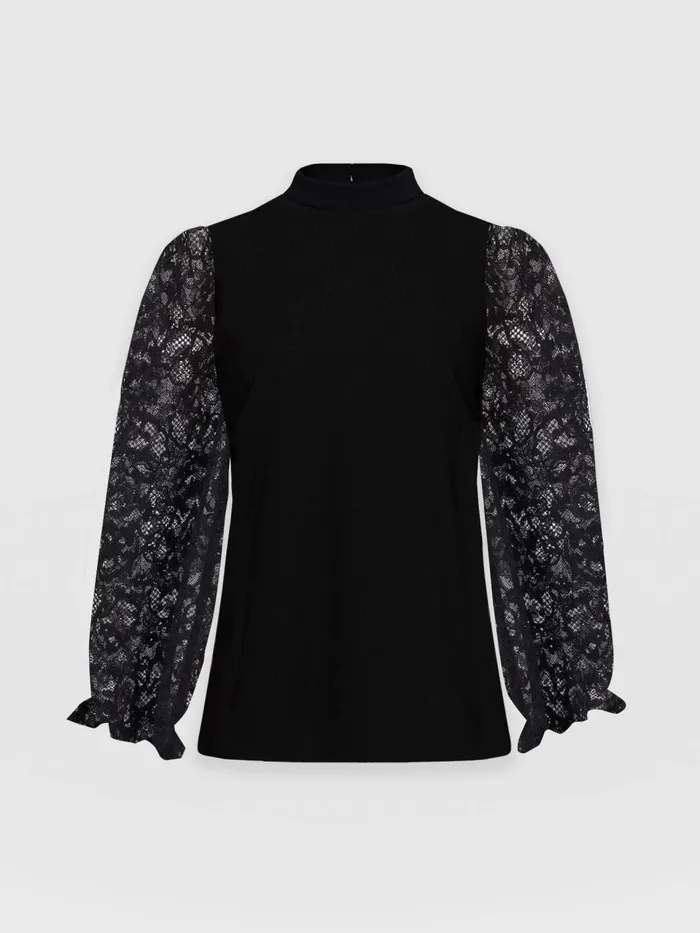 Lace Penny Puff Long Sleeve Top 8211 Black Black Women Saint And Sofia Blouses and Shirts