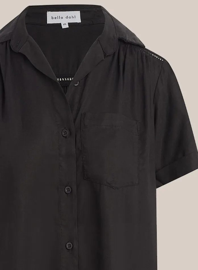 Ladder Trim Shirt Dress 8211 Black Women Bella Dahl Mini Dresses Ladder Trim Shirt Dress 8211 Black Women Bella Dahl Mini Dresses
