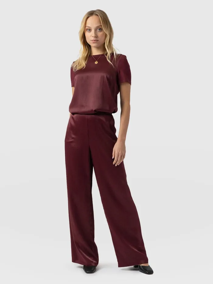 Langley Wide Leg Pant 8211 Maroon Maroon Women Saint And Sofia Pants