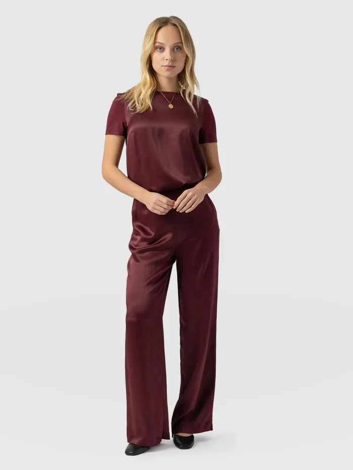 Langley Wide Leg Pant 8211 Maroon Maroon Women Saint And Sofia Pants