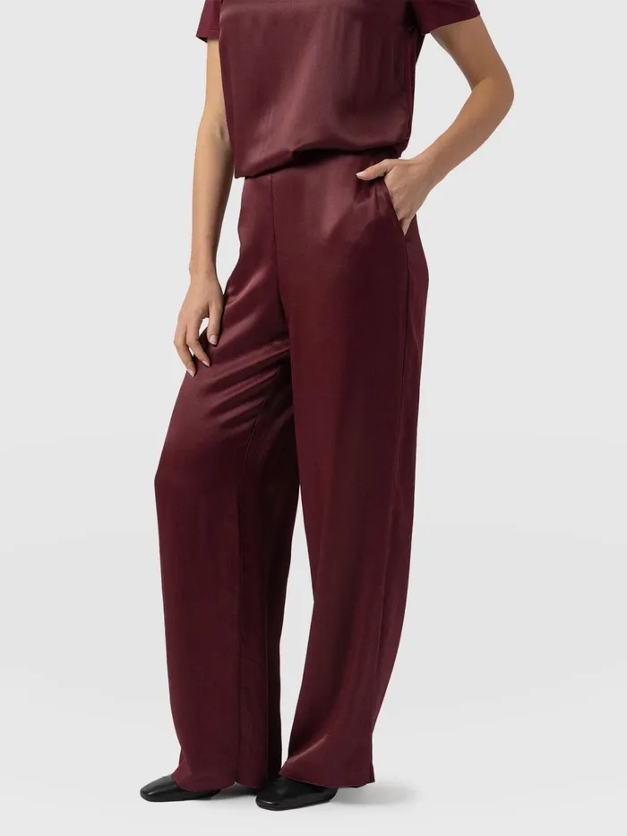 Langley Wide Leg Pant 8211 Maroon Maroon Women Saint And Sofia Pants