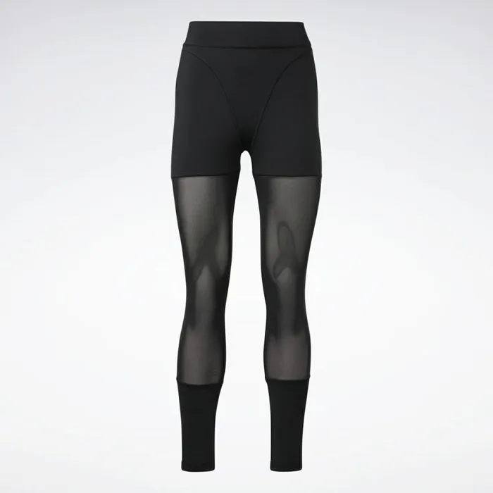 Leggings and Tights Womens Reebok Cardi B Mesh HighRise Leggings Black