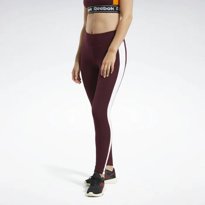 Leggings and Tights Womens Reebok Training Essentials Linear Logo Leggings Maroon Leggings and Tights Womens Reebok Training Essentials Linear Logo Leggings Maroon