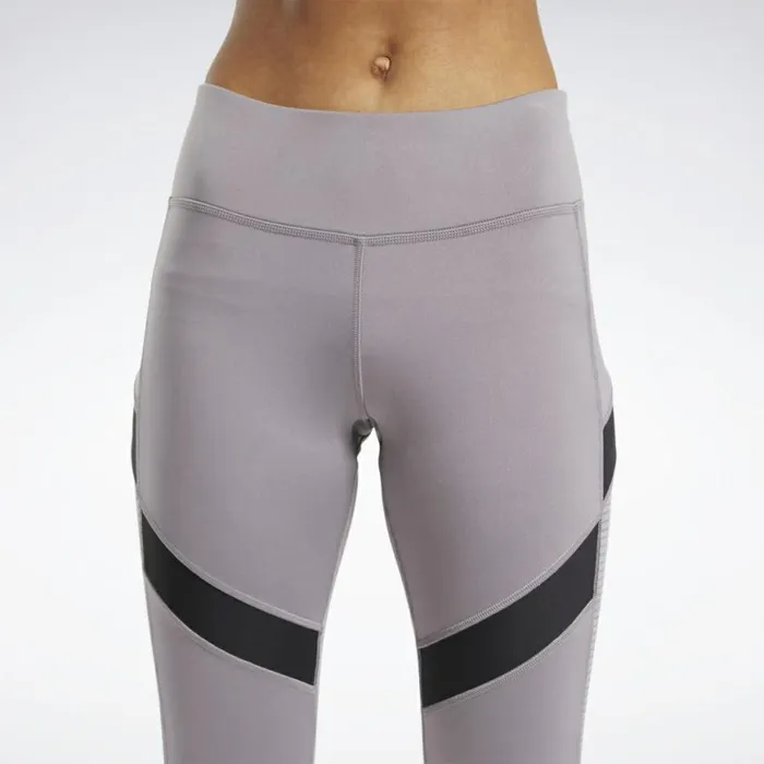 Leggings and Tights Womens Reebok Workout Ready Mesh Leggings Gravity Grey