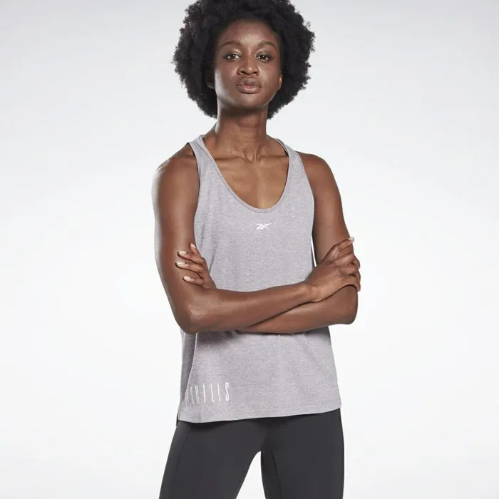 Les Mills Womens Reebok LES MILLS ACTIVCHILLCOTTON Tank Top Gravity Grey