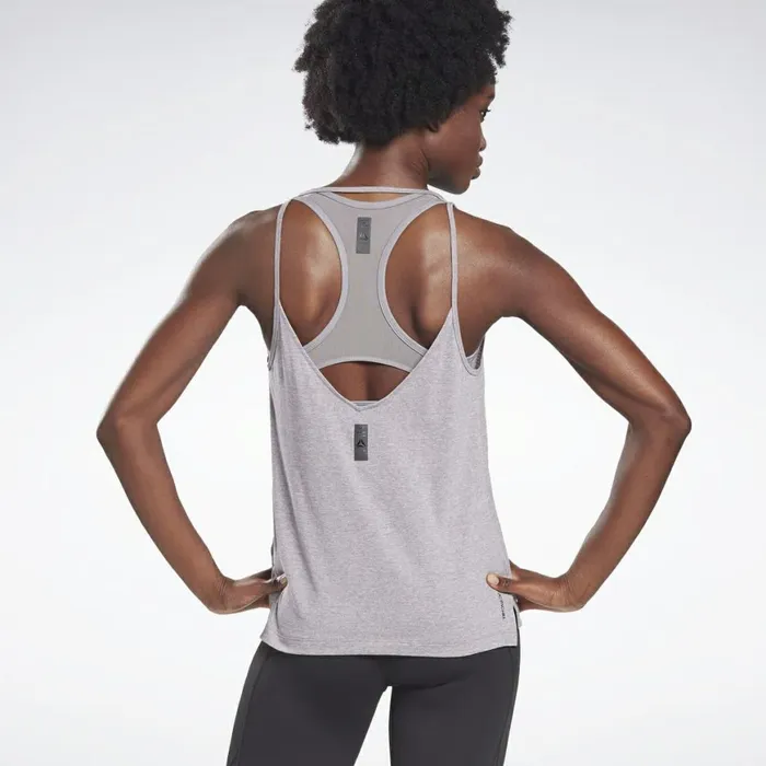 Les Mills Womens Reebok LES MILLS ACTIVCHILLCOTTON Tank Top Gravity Grey