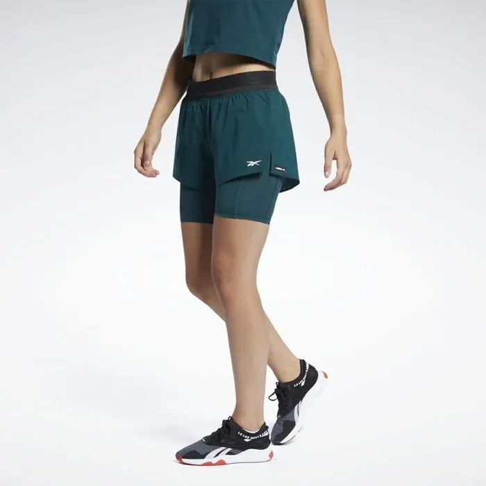 Les Mills Womens Reebok Les Mills Lightweight Shorts Forest Green