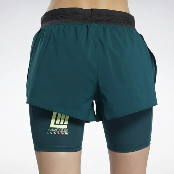 Les Mills Womens Reebok Les Mills Lightweight Shorts Forest Green