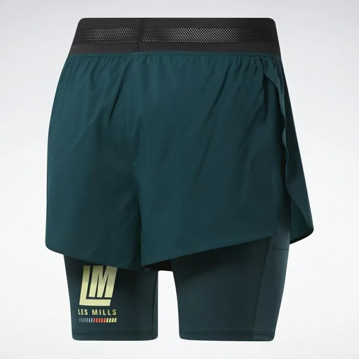 Les Mills Womens Reebok Les Mills Lightweight Shorts Forest Green