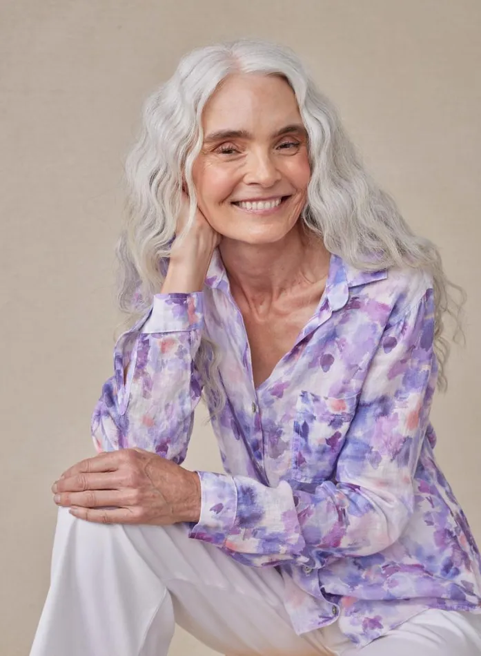 Linen Pocket Button Down 8211 Iris Floral Print Women Bella Dahl Long Sleeve Linen Pocket Button Down 8211 Iris Floral Print Women Bella Dahl Long Sleeve
