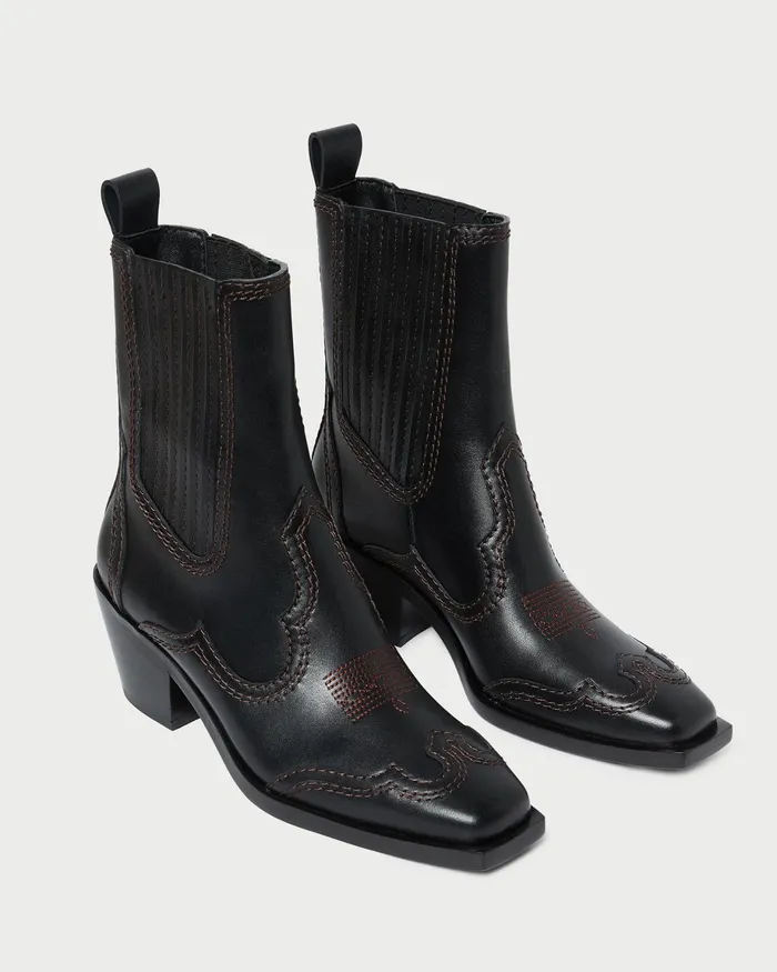 Loeffler Randall Agnes Black Leather Western Boot Women Boots Loeffler Randall Agnes Black Leather Western Boot Women Boots