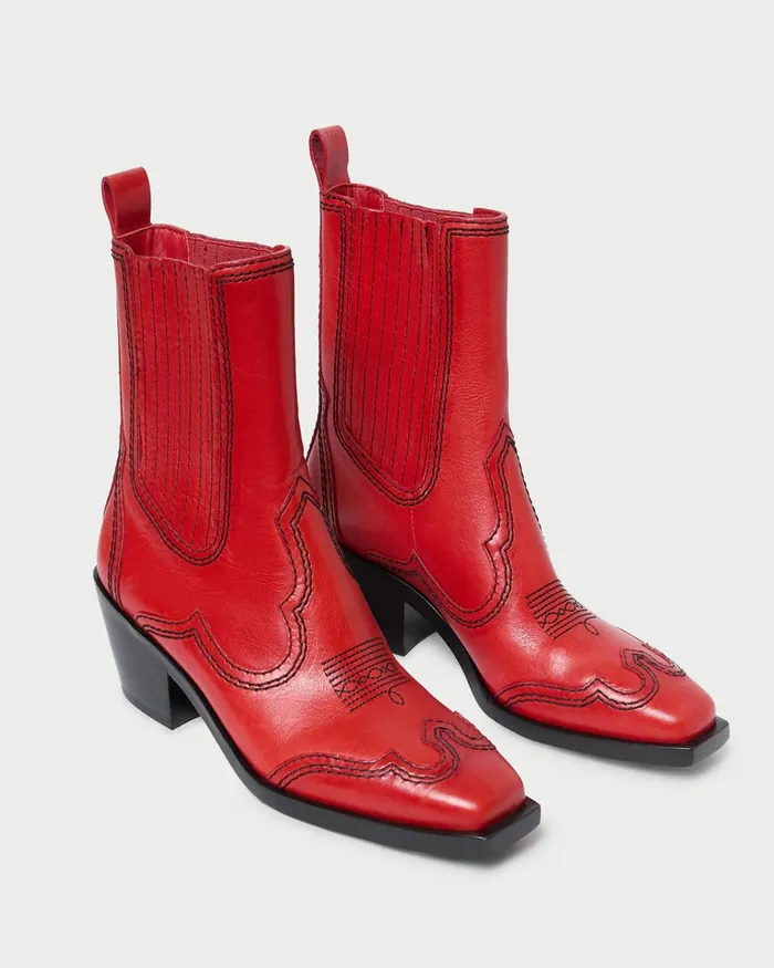 Loeffler Randall Agnes Red Leather Western Boot Women Boots Loeffler Randall Agnes Red Leather Western Boot Women Boots
