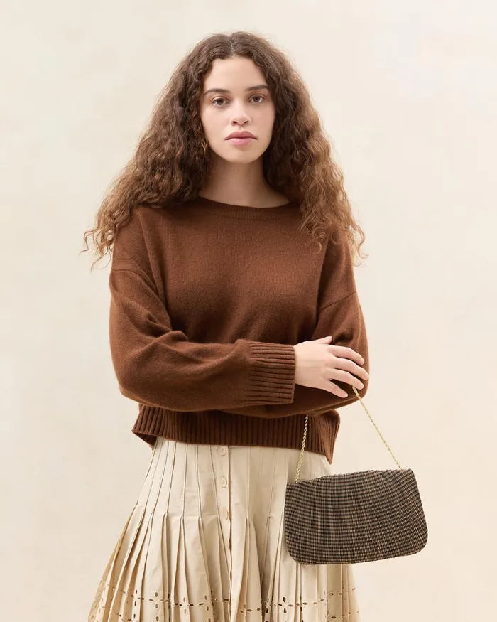 Loeffler Randall Brit BrownBlack Check Pleated Clutch Women Clutches Loeffler Randall Brit BrownBlack Check Pleated Clutch Women Clutches