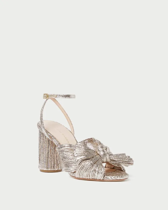 Loeffler Randall Camellia Champagne Pleated Bow Heel L Heeled Sandals L Footwear Women Heeled Sandals Loeffler Randall Camellia Champagne Pleated Bow Heel L Heeled Sandals L Footwear Women Heeled Sandals