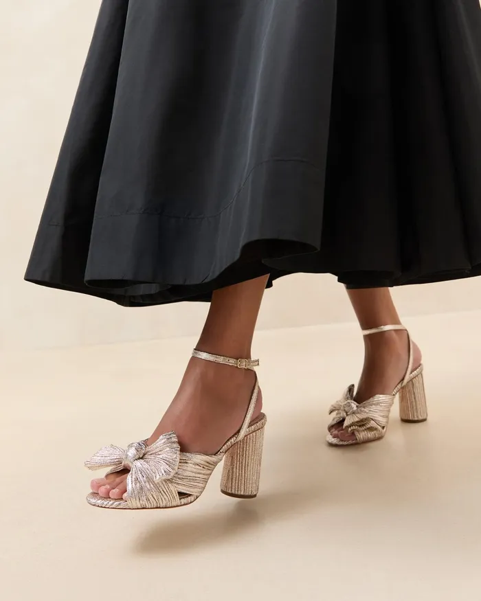 Loeffler Randall Camellia Champagne Pleated Bow Heel L Heeled Sandals L Footwear Women Heeled Sandals Loeffler Randall Camellia Champagne Pleated Bow Heel L Heeled Sandals L Footwear Women Heeled Sandals
