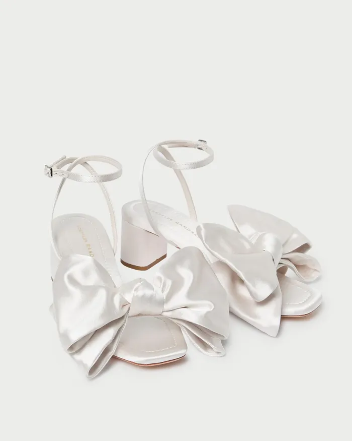 Loeffler Randall Carmen Cream Satin Bow Sandal Women Heeled Sandals Loeffler Randall Carmen Cream Satin Bow Sandal Women Heeled Sandals