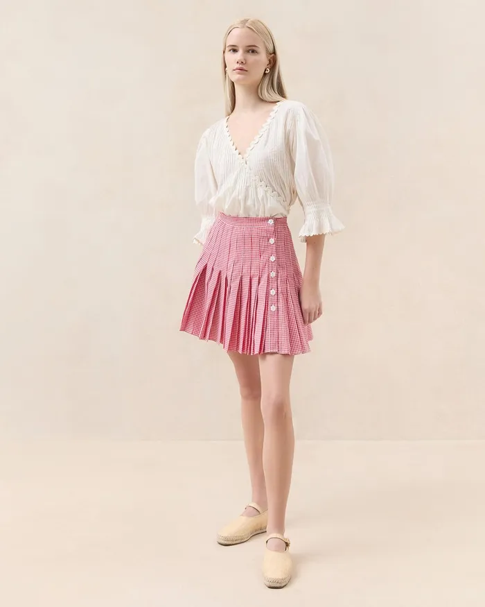 Loeffler Randall Caroline Red Gingham Pleated Skirt I Bottoms I Apparel Women Bottoms Loeffler Randall Caroline Red Gingham Pleated Skirt I Bottoms I Apparel Women Bottoms