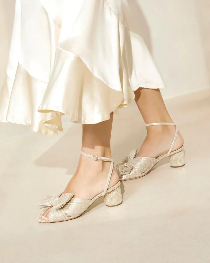 Loeffler Randall Dahlia Platinum Bow Heel Women Heeled Sandals Loeffler Randall Dahlia Platinum Bow Heel Women Heeled Sandals