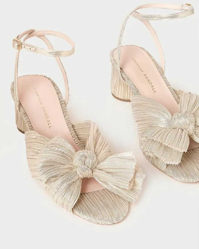 Loeffler Randall Dahlia Platinum Bow Heel Women Heeled Sandals Loeffler Randall Dahlia Platinum Bow Heel Women Heeled Sandals