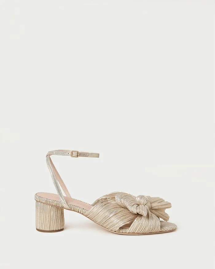 Loeffler Randall Dahlia Platinum Bow Heel Women Heeled Sandals Loeffler Randall Dahlia Platinum Bow Heel Women Heeled Sandals