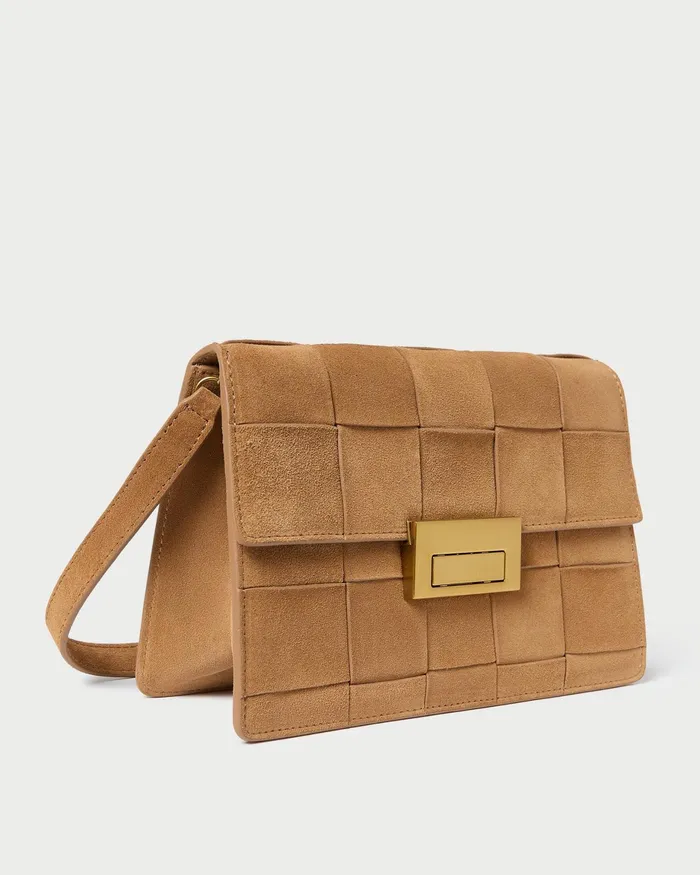 Loeffler Randall Delphine Toffee Woven Suede Shoulder Bag I Crossbodies I Handbags Women Shoulder Bags Loeffler Randall Delphine Toffee Woven Suede Shoulder Bag I Crossbodies I Handbags Women Shoulder Bags
